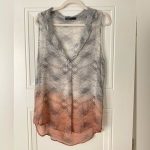 Gypsy 05 Gray and Silver Sleeveless Blouse with Notched Collar